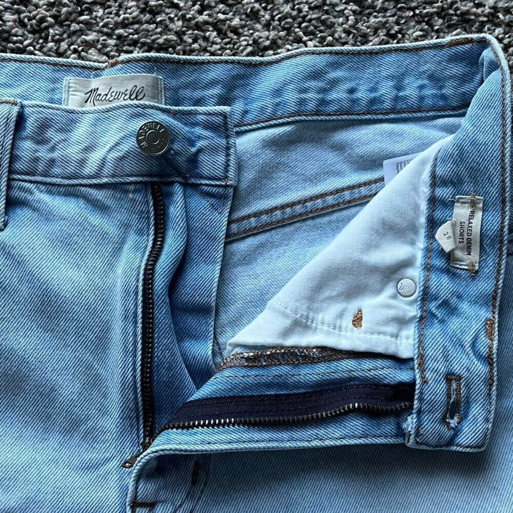 Madewell Shorts Womens 28 Blue Frayed Light Wash High Rise Going out Festival - Picture 2 of 8